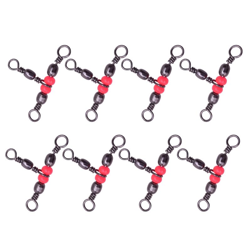 50 Pack Fishing Three Way Swivels Cross Line Barrel 3 Way Swivel Crossline Connector Tackle Trolling T-Turn Connection for Fishing Tackle Catfish Rig Surf Saltwater Freshwater Spider Rigging