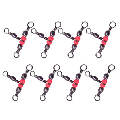 50 Pack Fishing Three Way Swivels Cross Line Barrel 3 Way Swivel Crossline Connector Tackle Trolling T-Turn Connection for Fishing Tackle Catfish Rig Surf Saltwater Freshwater Spider Rigging