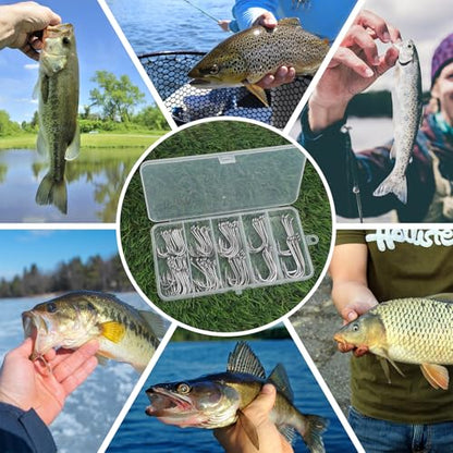 Octopus Beak Fishing Hooks, 100PCS Saltwater Offset Circle Hooks Stainless Steel Round Bend Fishing Jig Hooks for Freshwater Saltwater