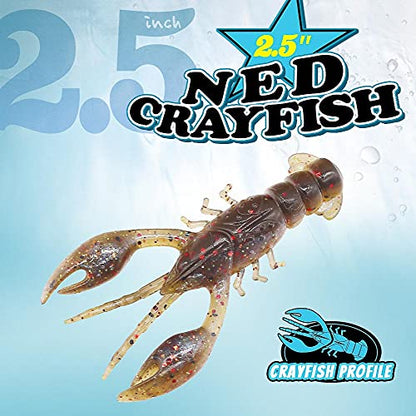 Ned-Rig-Kit-Finesse-Baits-Soft-Plastic-Worms-Fising-Lure for Bass Stick Swimbait Minnow Crawfish Lures Shroom Ned Jig Head Kit - color: 35-Piece 2.5'' Crawfish Baits Ned Rig Kit