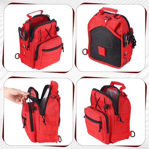 Sosation 134 Pcs Fishing Tool Fishing Tackle Box Kit and Equipment for Adults Beginner Gift, Hook Remover, Pliers Kit, Backpack Tackle Container Lures, Lip Gripper, Weigh Scale - color: Red
