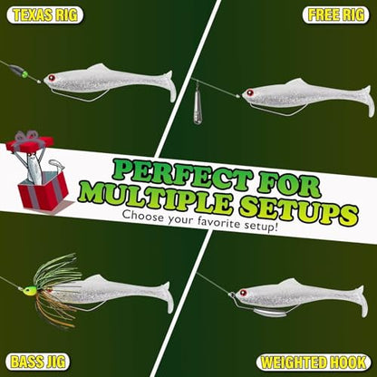 LUCKYFISHING Paddle Tail Swimbaits Soft Plastic Swimbaits Soft Baits for Bass Fishing Trout Crappie Walleye Freshwater Saltwater 10/16/20 PCS Soft Plastic Baits 4/3.5/3/2.5 Inch - color: White, size: 3.5 inch-10pcs