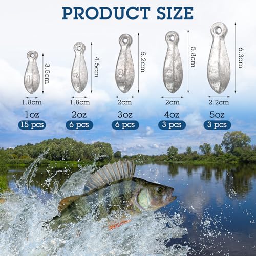 Fishing Weights Sinker Kit Rig Fishing Weight Sinker Weights Bank Sinkers Saltwater Sinkers Bass Casting in - size: 1, 2, 3, 4, 5oz 5 Sizes
