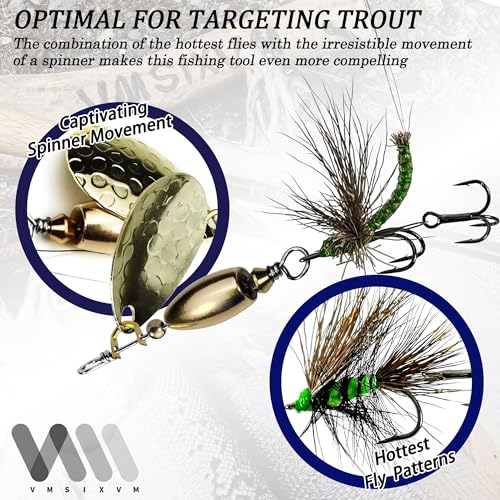 Trout Lures Rooster Bait Tail Fishing Spinnerbaits, Brass Hard Metal Spinner Baits Trout Fishing Lures for Bass Salmon Pike Freshwater Saltwater Lake River - color: B3-5pcs-3/8oz