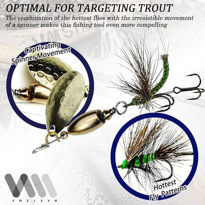 Trout Lures Rooster Bait Tail Fishing Spinnerbaits, Brass Hard Metal Spinner Baits Trout Fishing Lures for Bass Salmon Pike Freshwater Saltwater Lake River - color: B3-5pcs-3/8oz