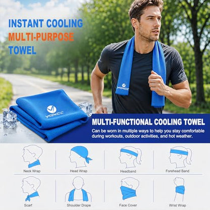 YQXCC 2 Pack Cooling Towels (47"x12"), Ice Cool Neck Towel, Soft Breathable Microfiber for Yoga, Golf, Gym, Running, Camping & Hot Weather - color: 2*dark Gray