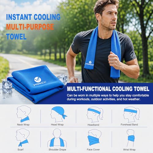 YQXCC 2 Pack Cooling Towels (47"x12"), Ice Cool Neck Towel, Soft Breathable Microfiber for Yoga, Golf, Gym, Running, Camping & Hot Weather - color: 2*light Gray