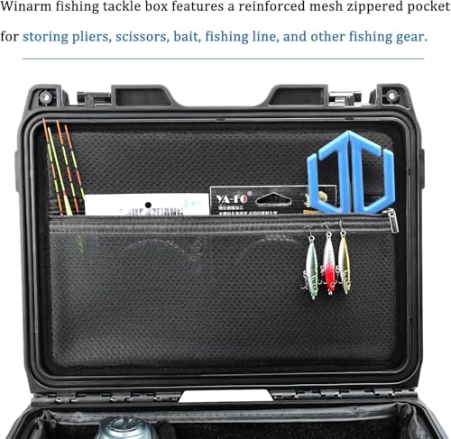 Fishing Reels Storage Case 15 Inches,Heavy Duty Waterproof Fishing Wheel Protective Hard Case, Tackle Collection Holder Box, 9pcs Adjustable Shockproof Dividers (Yellow with mesh bag) - color: Yellow with mesh bag