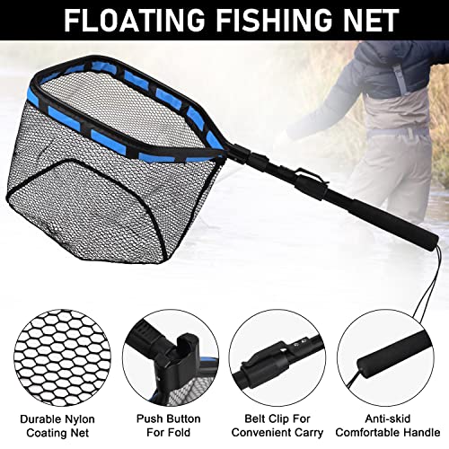Floating Fishing Net - Fishing Landing Net with Rubber EVA Handle for Easy Fish Catch and Release Fishing Net for Fly, Trout, Salmon, Bass, Kayak Fishing - color: Style B