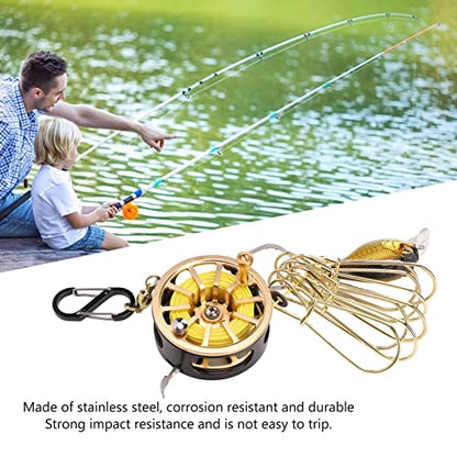 Topyond Live Fish Stringer Lock, Golden Stainless Steel Buckle Telescopic Portable Fishing Chain Stringer, Boat Fishing Accessory with 8 Detachable Buttons, Obvious Floating Marker, 7m Rope