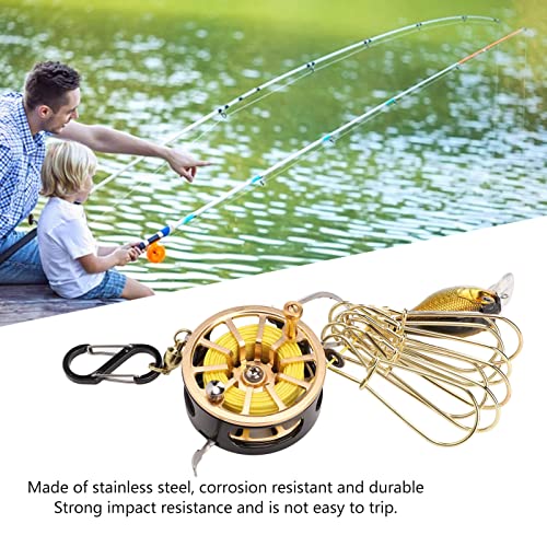Dilwe Live Fish Lock, Live Fish Lock Golden Stainless Steel Lock Buckle Telescopic Portable Fishing Chain Stringer for Boat Fishing