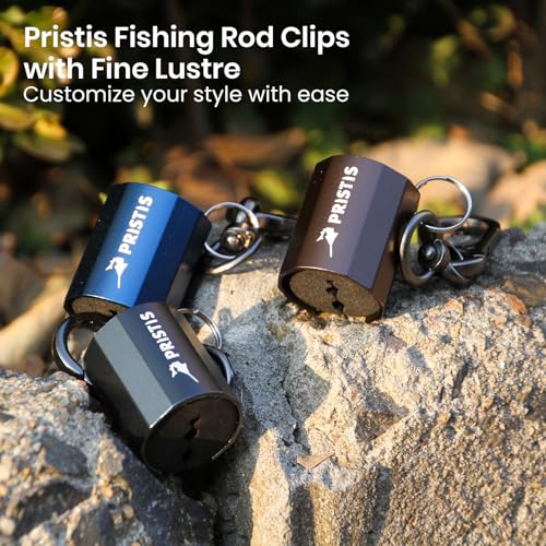 Pristis 3 Pack Fishing Rod Clips, Wearable Rod Holders with Keychain, Portable Hand-free Stainless-steel Fly Fishing Pole Accessory Tackle with Carabiner, Rustproof Durable Assistant Tool Gear