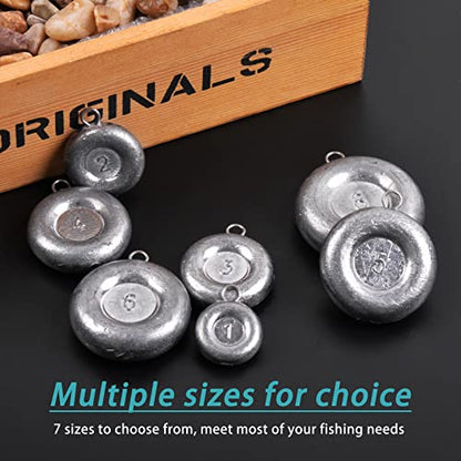 Disc Sinkers Fishing Weights Coin Sinkers Saltwater Surf Fishing Weights Bottom Fishing Drifting Trolling Catfishing Fishing Sinkers Weights Saltwater Tackle 1oz 2oz 3oz 4oz 5oz 6oz 8oz - style: 1oz-8pcs