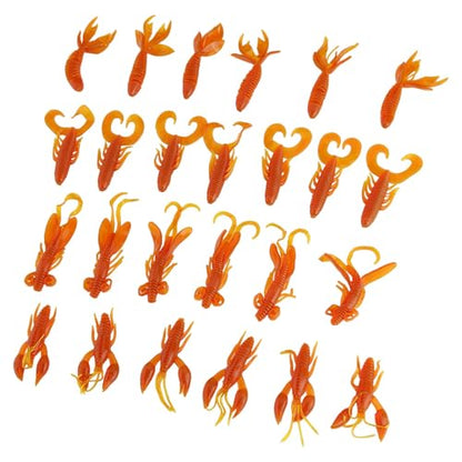 Soft Silicone Crawfish Lures Kit, 25Pcs Saltwater Fishing Lures Shrimp Baits Set for Bass Fishing, Fishings Bait for Freshwater Saltwater Gifts - color: Orange