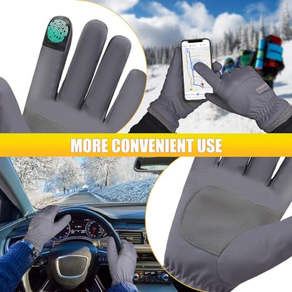 ihuan Winter Waterproof Ski Gloves Men Women, Snow Warm Cycling Cold Weather, Driving Biking Running - color: Grey, size: XX-Large