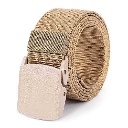 Mile High Life | Nylon Web Belt | Outdoor Military Belt | TSA Safe Buckle Plastic/Metal - color: Khaki 510 Buckle