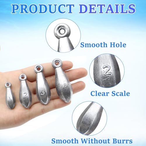 Fishing Weights Sinkers Bank Fishing Lead Sinkers Bullet Fishing Weights Ocean Saltwater Surf Fishing Gear Fishing Assortment 1oz 2oz 3oz 4oz - style: 1oz-10pcs