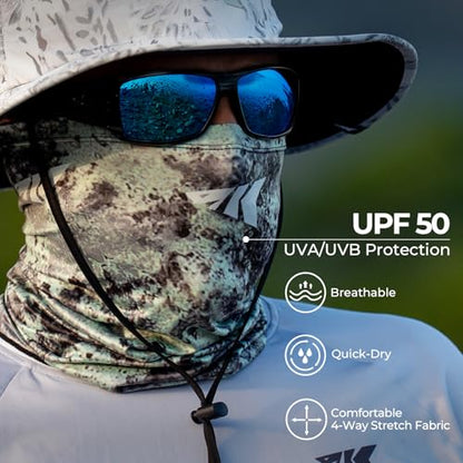 KastKing Sol Armis Neck Gaiter - UPF 50 Face Mask - UV Sun Protection Mask for Men & Women, Fishing, Hiking - color: F: Boulder Watercress