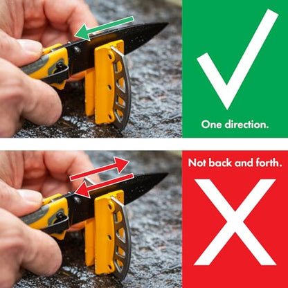 Smith’s 51176 Stainless Steel 2-Step Knife Sharpener | Yellow | Preset Coarse & Fine Slots | Outdoor Handheld Knife Sharpener | Fishing, Hunting, Filet, Pocket Knives | Portable Compact Keychain Tool - color: Yellow, style: 51176