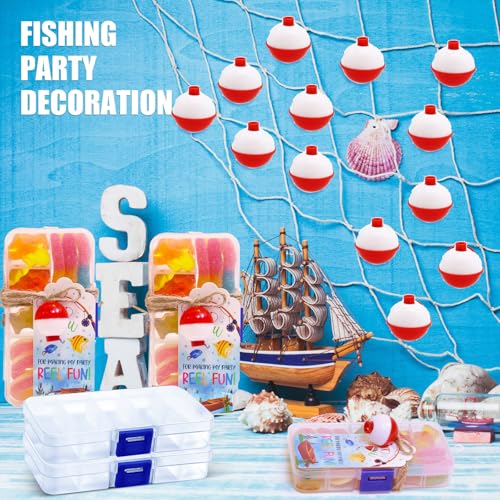 48 Set Fishing Candy Little Tackle Boxes for Birthday Party Favors with 48 Fishing Bobber 48 Thank You Cards for Making My Party Reel Fun Gone Fishing Theme Supplies Fishing Decorations (48)