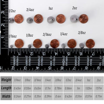 Dr.Fish 50 Pack Bullet Fishing Sinkers Worm Weights Lead Fishing Weights Bass Fishing Sinker Freshwater Texas Carolina Rig Punch Shot - size: 3/8oz-50 Pack