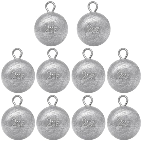 Round Fishing Sinkers 10/5pcs Cannonball Lead Weights | Assorted Sizes Egg Sinkers Saltwater Freshwater 1oz to 4oz - size: 2oz-10pcs