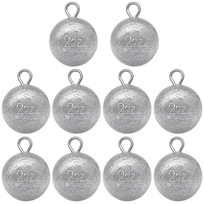 Round Fishing Sinkers 10/5pcs Cannonball Lead Weights | Assorted Sizes Egg Sinkers Saltwater Freshwater 1oz to 4oz - size: 2oz-10pcs