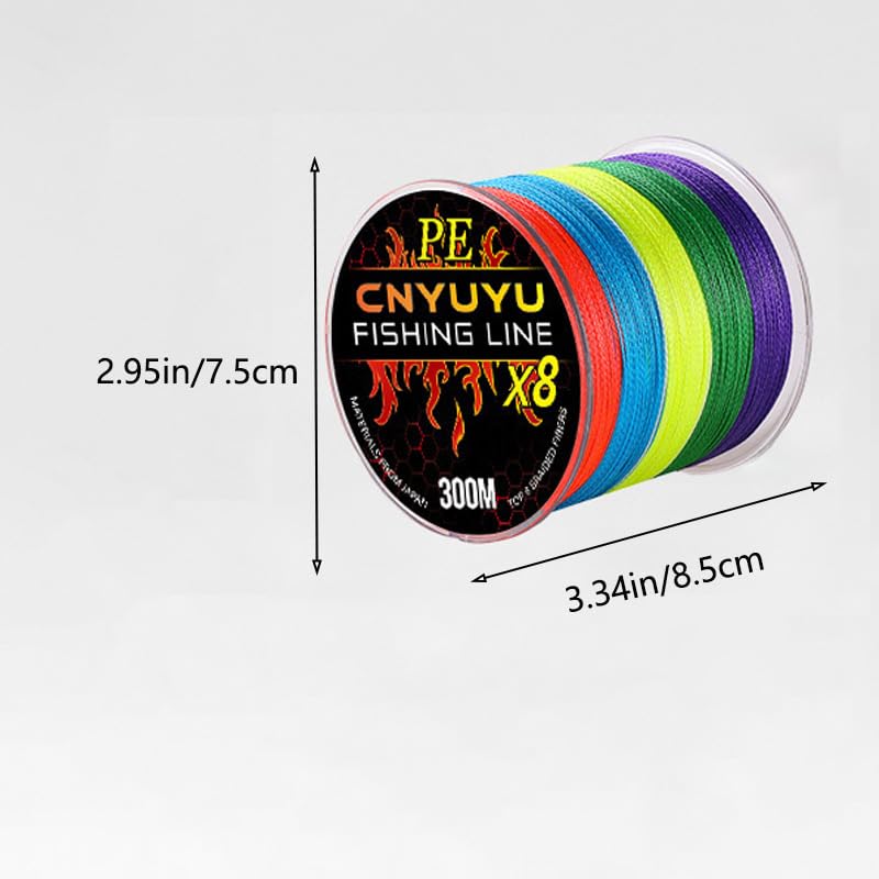 Braided Fishing Line-8 Strands PE Superline,300M/328Yds,High Sensitivity Multicolor Braid