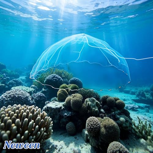 Neween Cast Net, American Saltwater Cast Nets for Fishing, 3ft-10ft Radius Casting Net for Bait Fish, 3/8 Inch Professional Grade Monofilament Throw Nets for Fishing Bait with Heavy Duty Sinker - size: 8 ft Radius, style: Monofilament Lines Cast Net