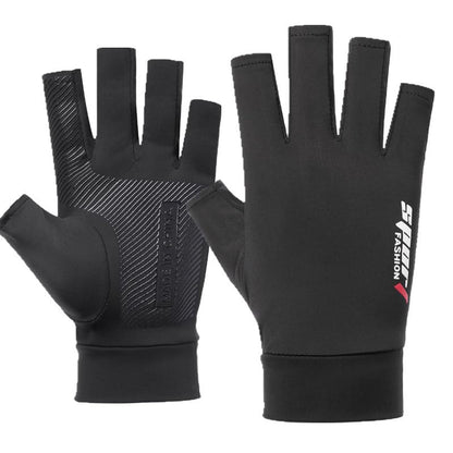 Sun-UV-Protection-Gloves for Men Women Fingerless Driving Gloves Non-Slip Half Finger Hiking Workout Gloves for Outdoor
