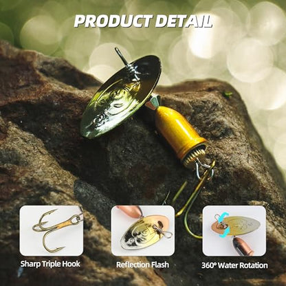 Inline Spinnerbaits for Bass Trout Pike – Premium Spinner Lures with Treble Hooks & Flash Blades for Freshwater & Saltwater Fishing – Durable, Vibrant, and Deadly Effective - style: Bell Spinner