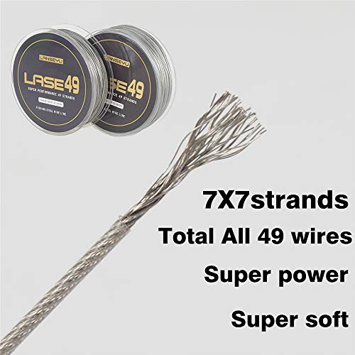 50M 44lb/70lb Test Stainless Steel Fishing Wire - 7x7 Strands, 0.6mm/0.8mm Trace Coating, Jigging Line - color: 0.6mm-44lb-50M