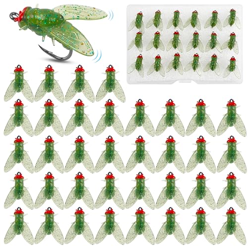 Bionic Fly Fishing Baits, Fly Fishing Flies Kit Trout Jigs Swimbaits Dry Flies Bionic Fishing Lures Fly Fishing Hook for Bass Panfish Trout - style: Green-36pcs