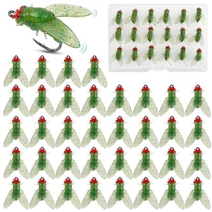 Bionic Fly Fishing Baits, Fly Fishing Flies Kit Trout Jigs Swimbaits Dry Flies Bionic Fishing Lures Fly Fishing Hook for Bass Panfish Trout - style: Green-36pcs
