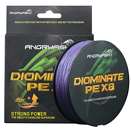 ANGRYFISH Diominate PE 4 & 8 Strands Braided Fishing Line–Abrasion Resistant Superline–Zero Stretch–Excellent Tensile Smooth–High Value(5LB-200LB) - color: Purple, size: 30LB/0.23MM-547YDS(8 Strand)