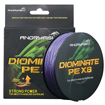 ANGRYFISH Diominate PE 4 & 8 Strands Braided Fishing Line–Abrasion Resistant Superline–Zero Stretch–Excellent Tensile Smooth–High Value(5LB-200LB) - color: Purple, size: 30LB/0.23MM-547YDS(8 Strand)