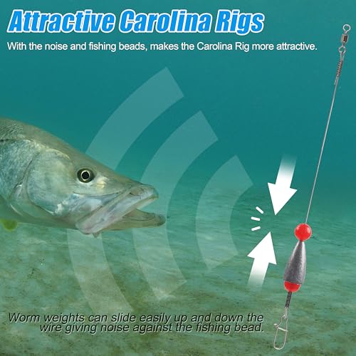 Carolina Rigs for Bass Fishing, 5pcs Pre Rigged Carolina Ready Rigs with Weight Free Rig Kit Bullet Fishing Sinkers Pre-Rigged Ready Carolina Rigs - style: Sinker 20g, 5pack