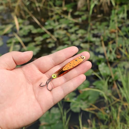 EXAURAFELIS 5pcs Fishing Lures Casting Spoon Lure Fishing Spoons for Trout, Bass, Crappie, Pike, Walleye - Saltwater & Freshwater with Tackle Box - 1/4oz, 3/4oz - color: Color B 3/4 oz