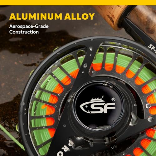 SF SF-003 Pro Fly Fishing Reel for Freshwater,CNC Precision Machining Process,Mid Arbor Design,Smooth Drag System,Lightweight Aluminum Body - size: 7/8wt, style: Gunmetal Gray & Black Kt1