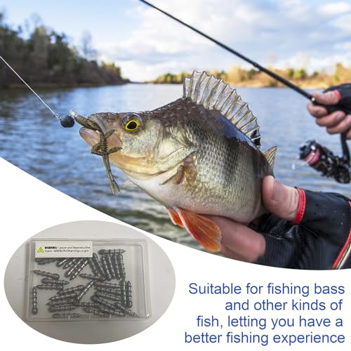 Bass Fishing Nail Weights Sinkers, 40pcs Wacky Worm Weights Insert Sinkers for Placstic Soft Wacky Worm Lures Wacky Rig Neko Rig 4 Sizes
