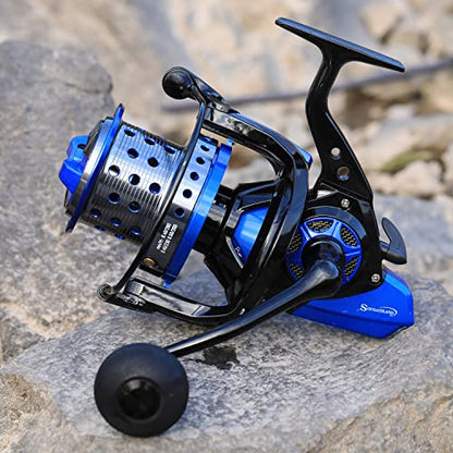 Sougayilang Spinning Reels 10000 Series Surf Fishing Reels, Ultra Smooth Powerful with CNC Aluminum Spool, Inshore & Offshore Saltwater Fishing - color: Blue- SFL10000