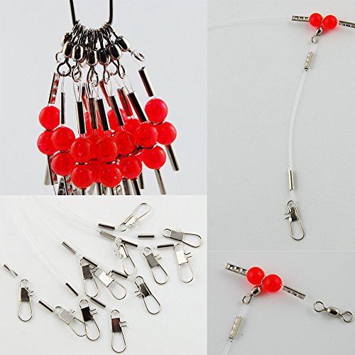 Fishing Leaders Saltwater Tackle Surf Fishing Rigs High Strength Fishing Wire Leader Line Rig with Swivels Snap for Lures Bait Hooks - color: White Nylon, style: 1 Arm, 12pcs