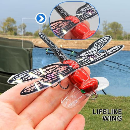 Topwater Fishing Lures Insect Fishing Lures Dragonfly Fishing Lures Dragonfly Lure Fishing Bait with Hooks for Outdoor Fishing Tools - color: Dragonfly 4pcs