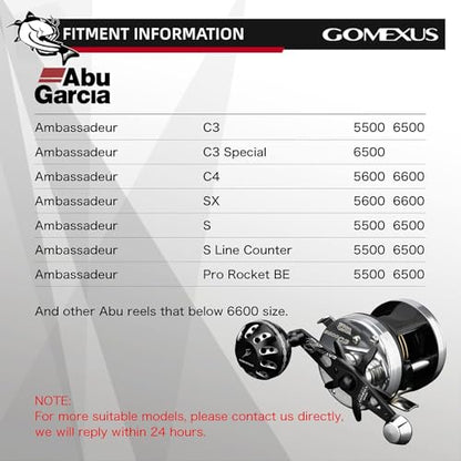 GOMEXUS Power Handle for Abu Garcia Ambassadeur C3/C4/S/SX 5000-7000 Round Fishing Reels Catfish Special Crank - color: For Abu 5000-6600