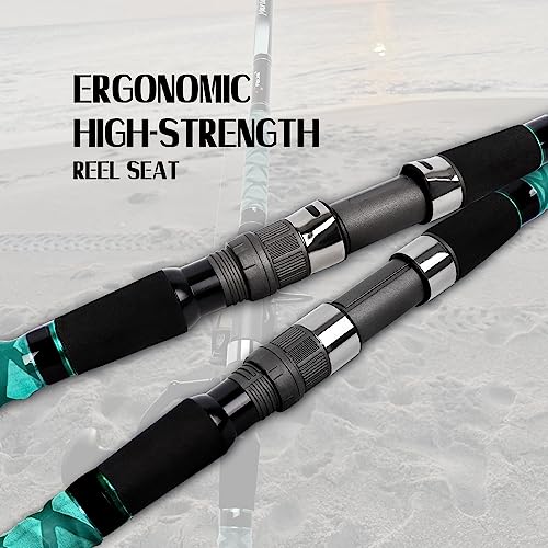 Fiblink Surf Fishing Rod Portable Travel Surf Spinning Rod 2 Piece/3 Piece/4 Piece Carbon Fiber Saltwater Fishing Rod 9'/10'/12'/13'/15' - style: 13'-spinning-3pc