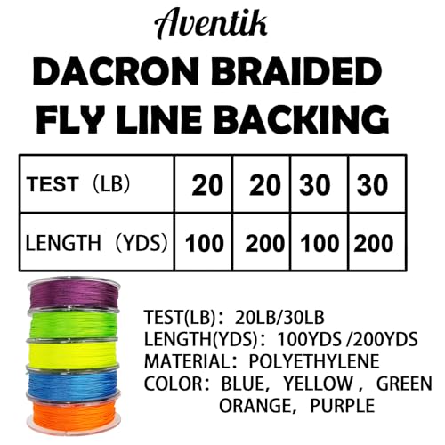 Aventik Dacron Braided Fly Line Backing 100Y/200Y 20LB/30LB - color: Green, size: 30LB,100YARD