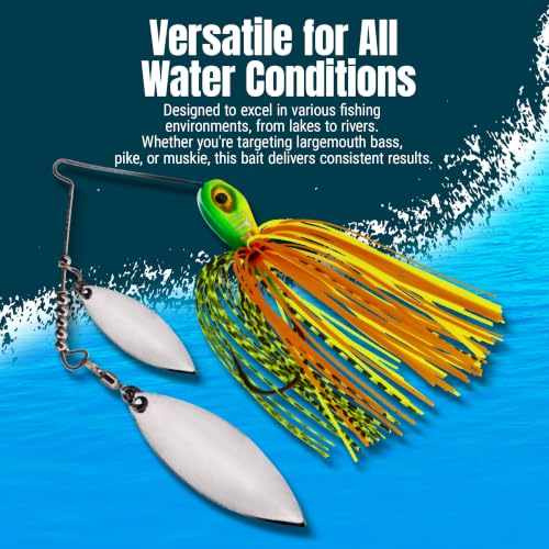 Reaction Tackle Spinner Bait, Compact Profile Fishing Lure with Flash and Vibration for Bass, Trout, Pike, Salmon and Walleye (3-Pack) - color: Sunrise, size: 1/2 Oz