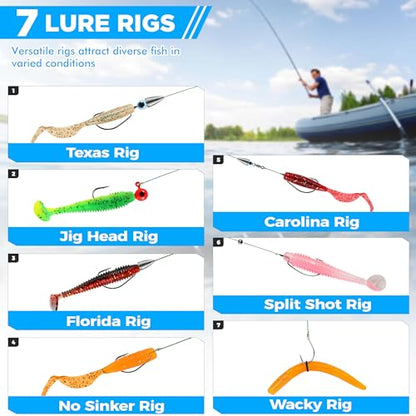 PLUSINNO Fishing Lures, 137Pcs Tackle Box with Tackle Included, Crankbaits, Spoon, Hooks, Weights & Other Accessories, Fishing Bait Lure Gear Kit Gift for Men Bass Freshwater - color: BLUE