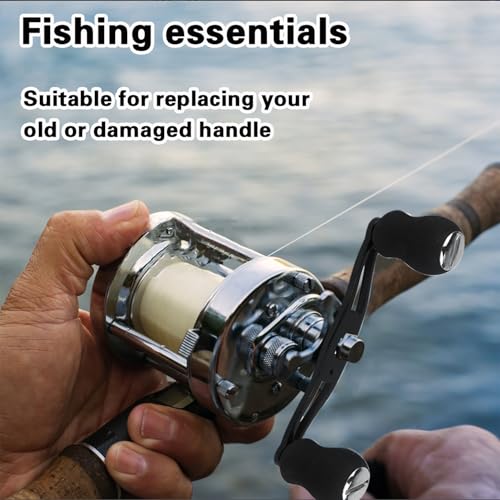 2-Pack Replacement Fishing Reel Handles, EVA Grip Baitcaster Handle Compatible with Abu Garcia Daiwa, Left or Right Side Installation, Aluminum Rocker Arm