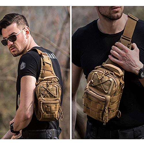 FAMI Outdoor Tactical Bag Backpack, Military Sport Bag Pack Sling Shoulder Backpack Tactical Satchel for Every Day Carry (Tan 2 Packs) - color: Tan 2 Packs